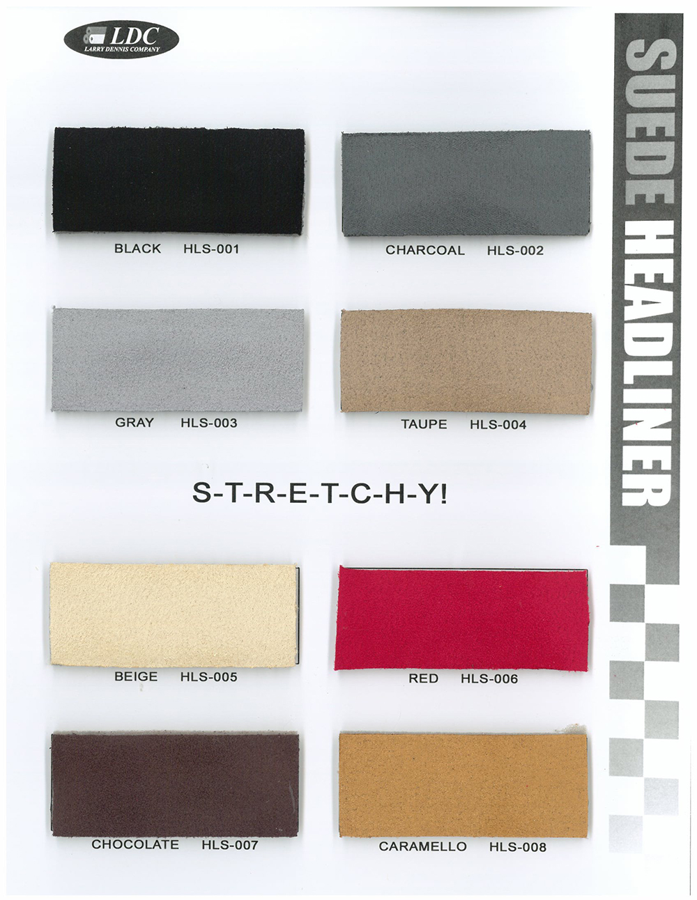 SUEDE HEADLINER SAMPLE CARD